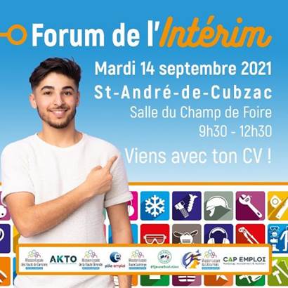 Forum de l'Interim le 14 Septembre 2021 à St André de Cubzac Forum de l'Interim le 14 Septembre 2021 à St André de Cubzac