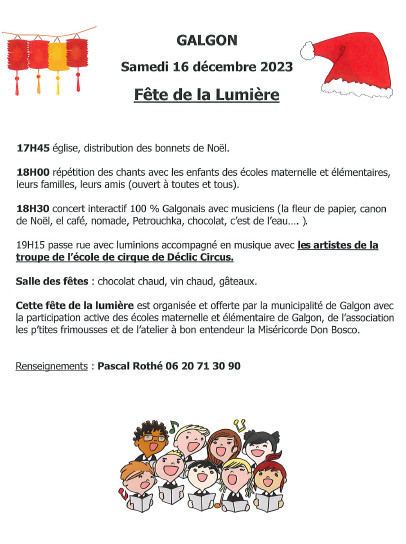 Fête de la lumière le 16 décembre 2023