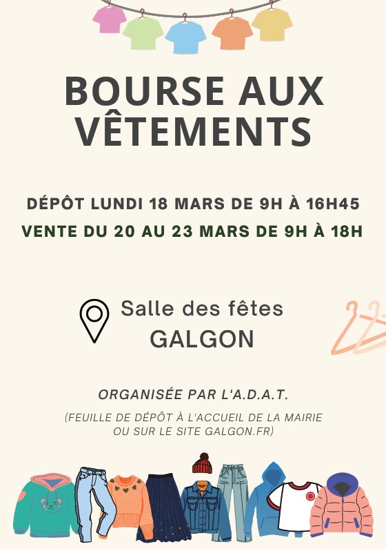 Bourse aux vêtements 2024 organisée par l'ADAT