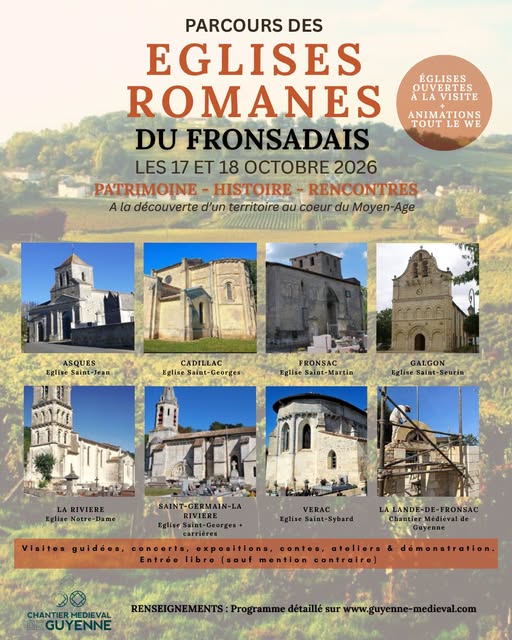 Parcours des églises romanes du Fronsadais les 17 et 18 octobre 2026
