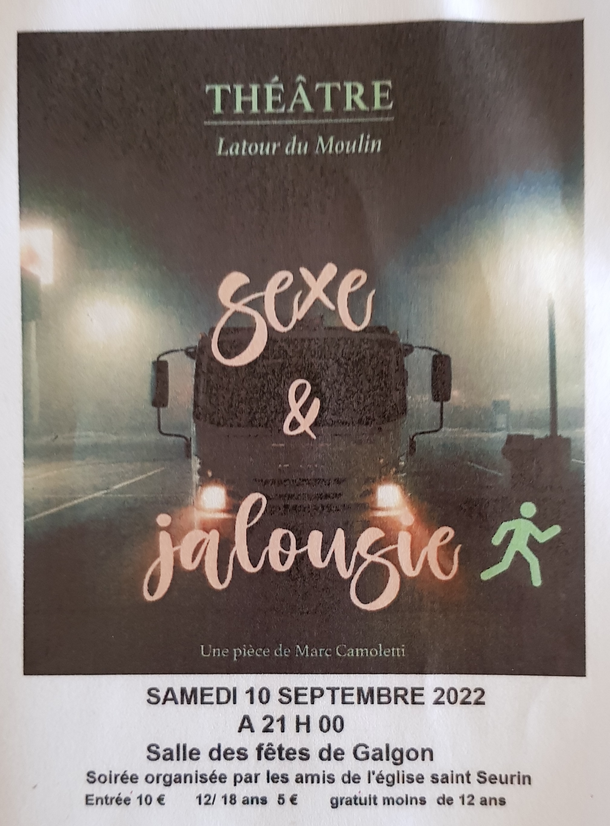 Théatre le 10 septembre à Galgon: Sexe & jalousie