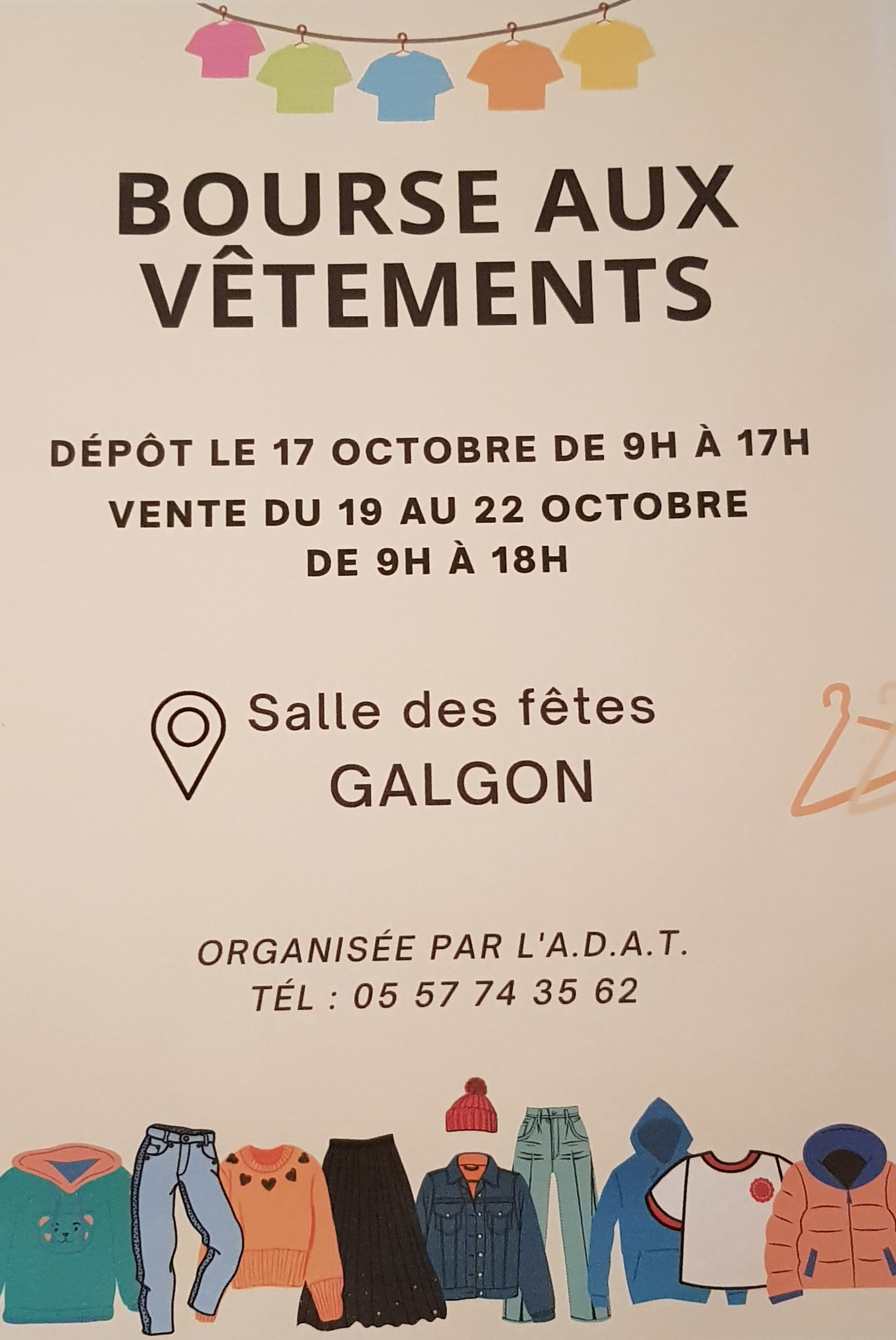 Bourse aux vêtements du 19 au 22 octobre 2022