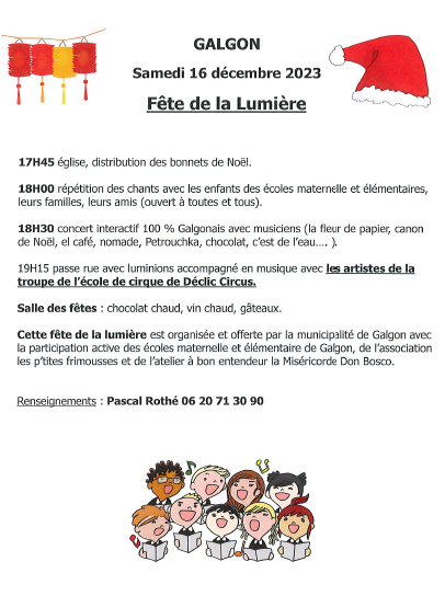 Fête de la lumière le 16 décembre 2023