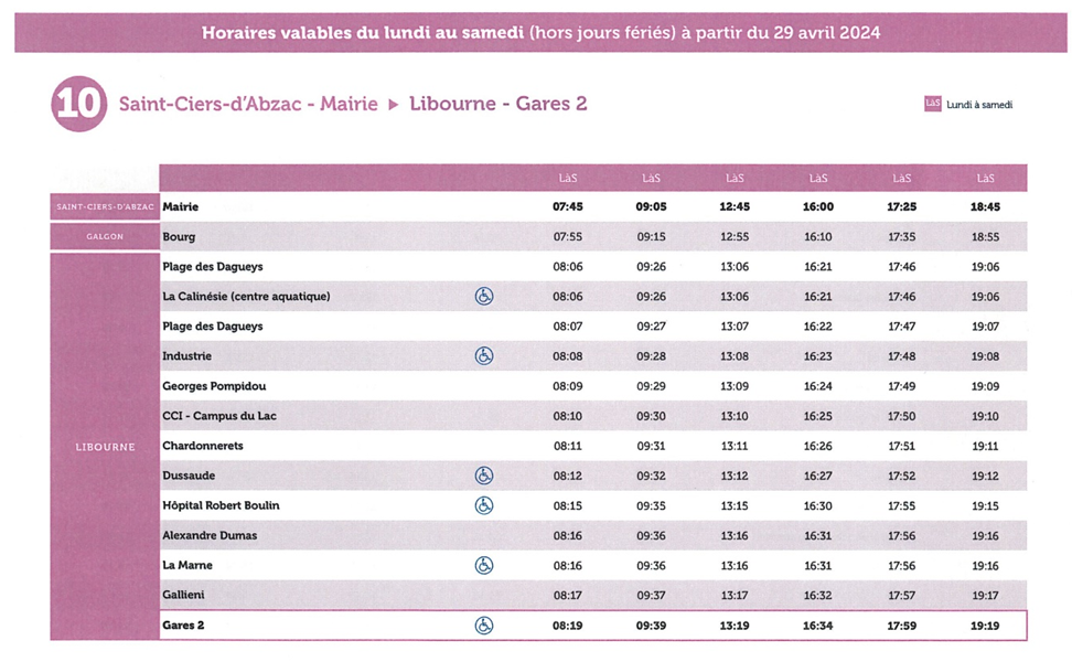 Ligne de Bus gratuite entre GALGON et Libourne à partir du 29 avril 2024