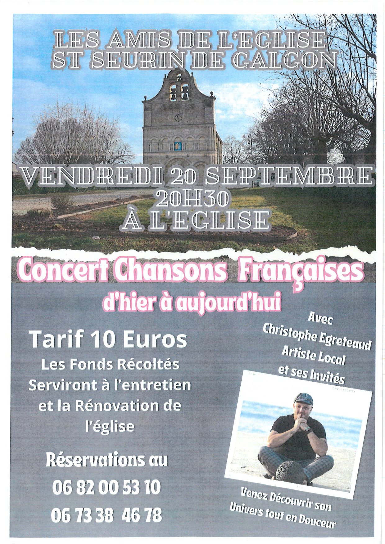 concert chanson françaises le 20 septembre