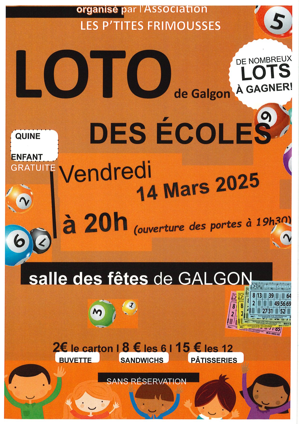 Loto les p'tites frimousses le Vendredi 14 mars 2025
