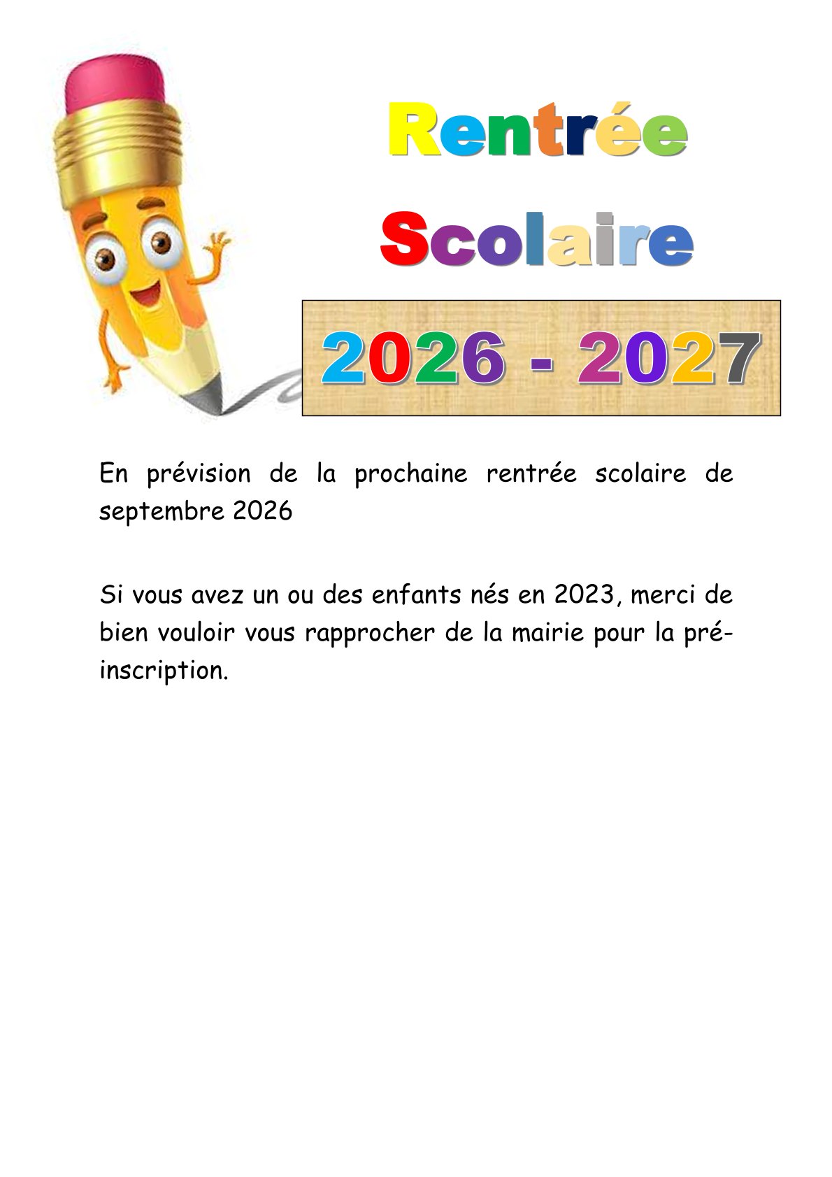 En prévision de la prochaine rentrée scolaire 2026/2027