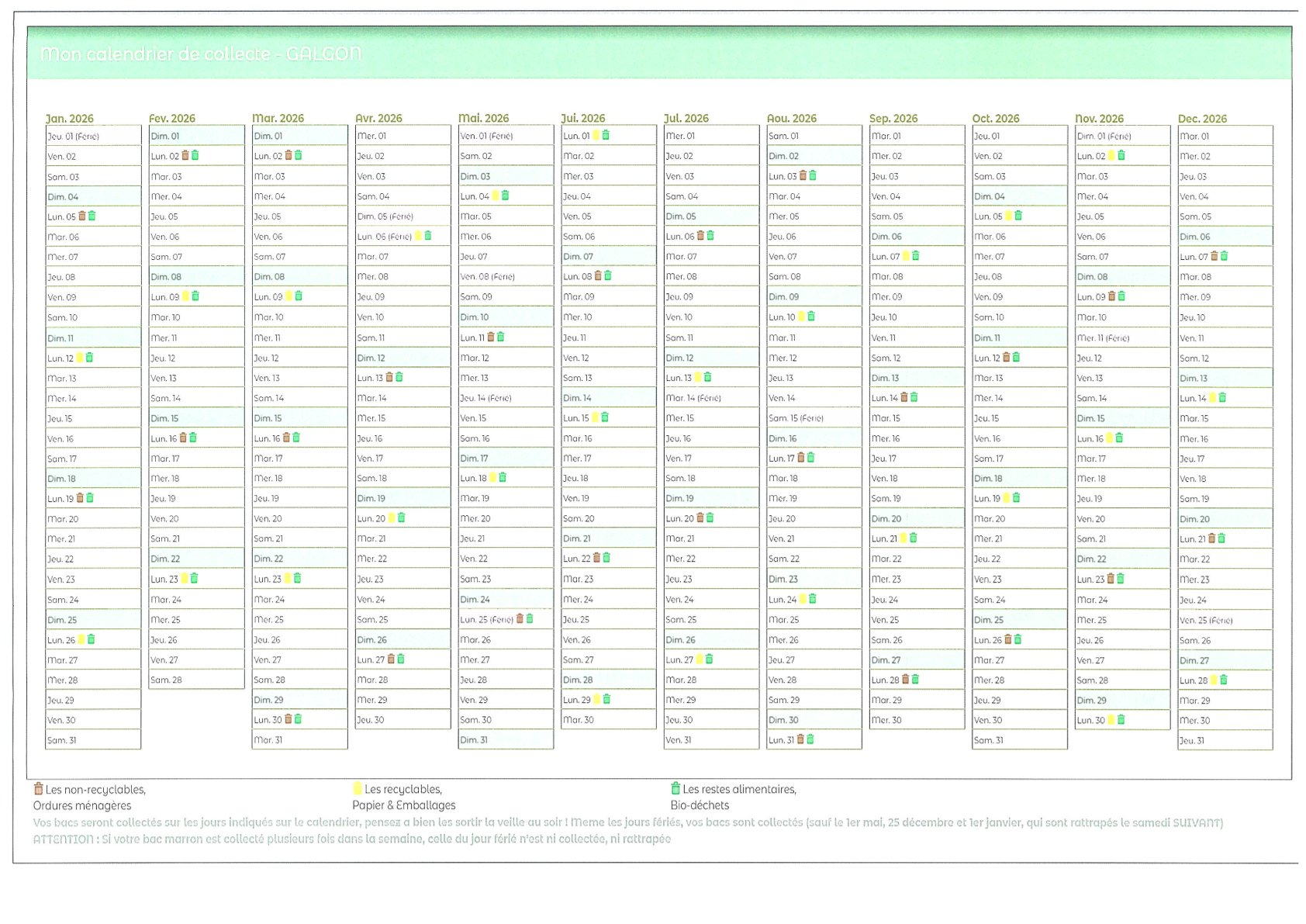Calendrier SMICVAL 2026