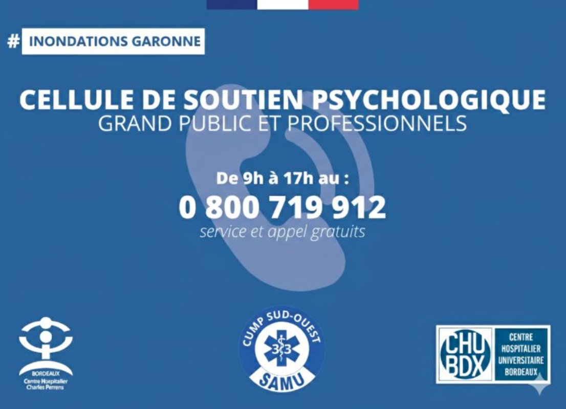 Cellule de soutien psychologique suite aux innondations en gironde