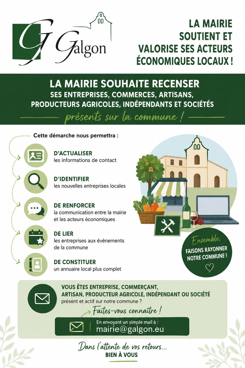  Recensement des entreprises, commerces, artisans, producteurs agricoles, indépendants et sociétés  présents  dans la commune 