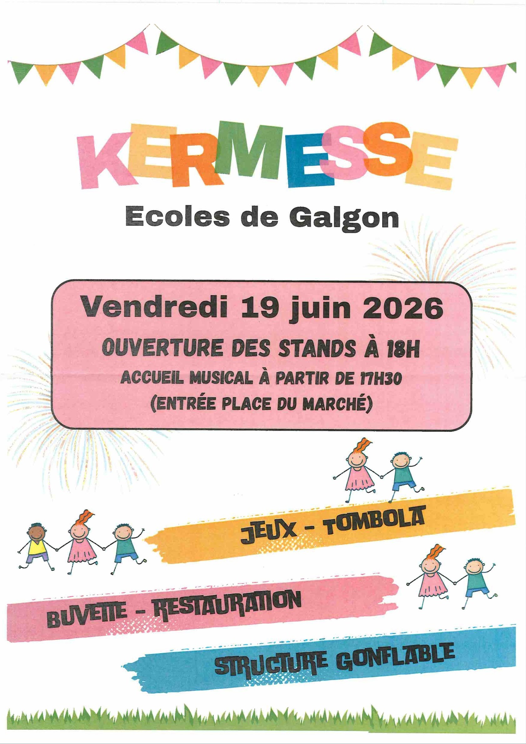 Kermesse des écoles de GALGON le 19 juin 2026