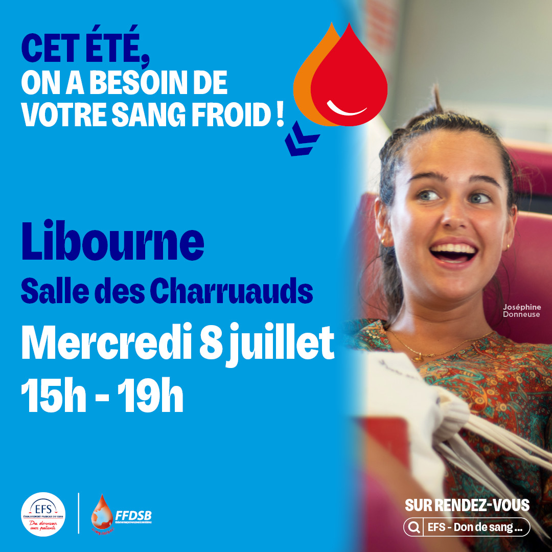 Collecte de sang Libourne le 8 juillet 2026