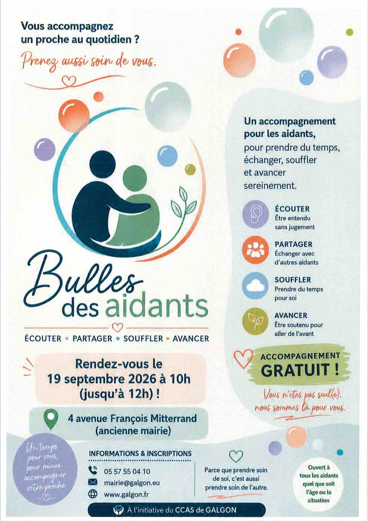Réunion bulle des aidants le 19 septembre 2026 à 10h00