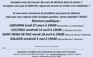 ADALF Dates des réunions publiques