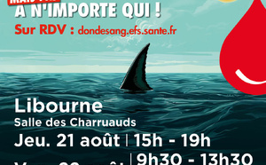 Don du sang Libourne les 21 et 22 aout 2025