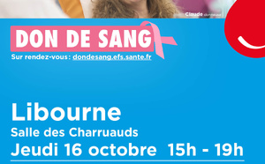Don du sang Libourne les 16 &amp; 17 octobre 2025