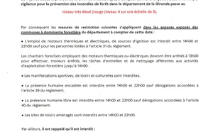 Vigilance ROUGE feux de forets à compter du 21 juillet 2026 00:00