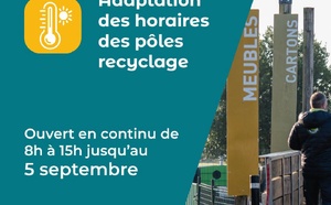Horaires décalés en pole recyclage jusqu'au 05 septembre inclus