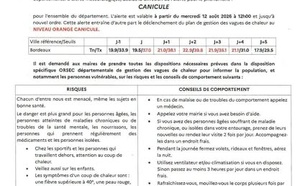 Vigilance ORANGE canicule à compter du 12/08/2026