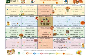 Menus du restaurant scolaire des mois de Novembre et Décembre 2026
