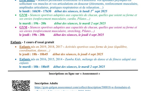 Saison 2025/2026 association Gym Galgon