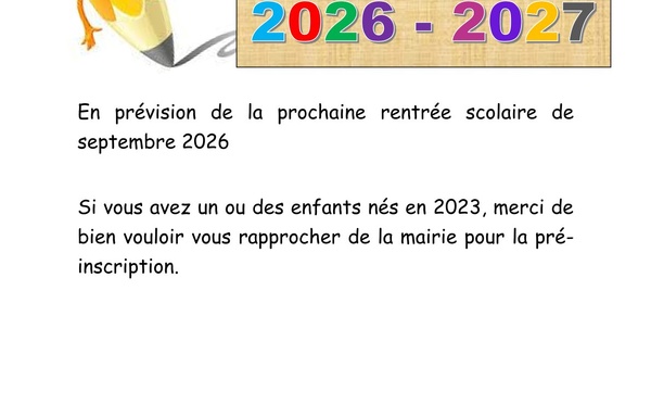 En prévision de la prochaine rentrée scolaire 2026/2027