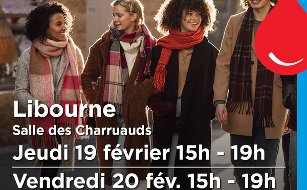 Don du sang LIBOURNE les 19 et 20 février 2026