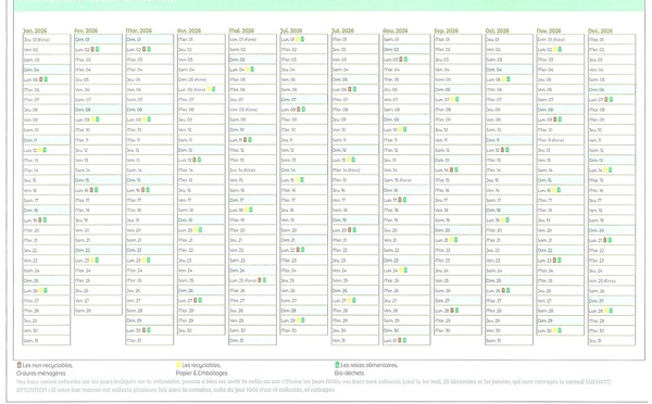 Calendrier SMICVAL 2026