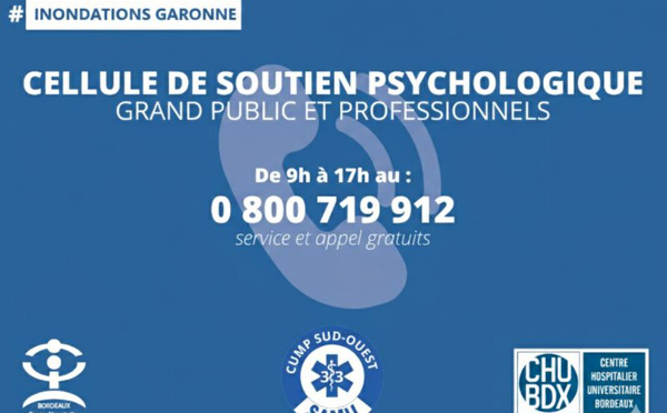 Cellule de soutien psychologique suite aux innondations en gironde