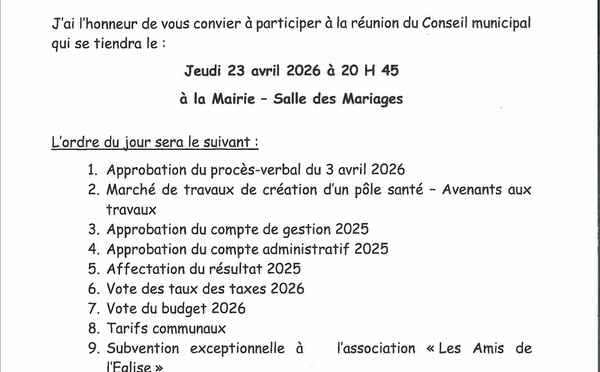 Conseil Municipal du 23 avril 2026