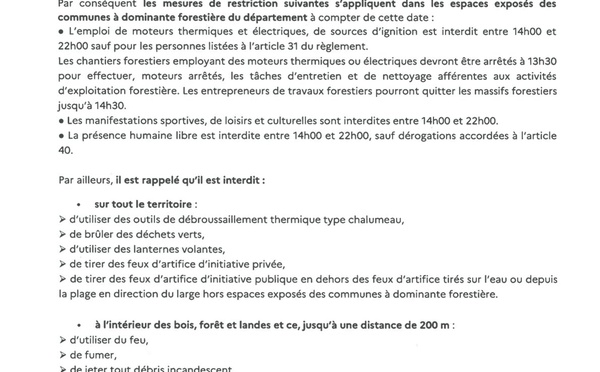 Vigilance ORANGE feux de forets
