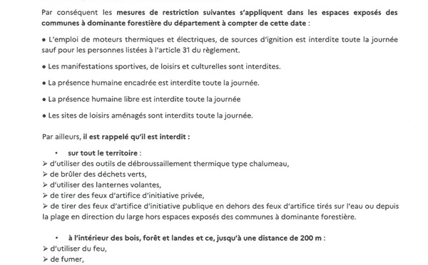 Vigilance NOIRE feux de forets en gironde à partir du 25 juillet 2026