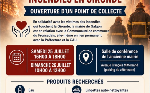 Solidarité avec les victimes des incendies en Gironde